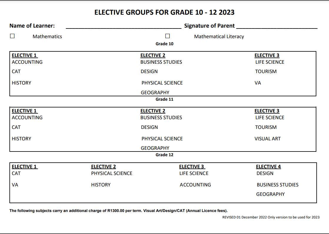 riverside college senior electives 2023